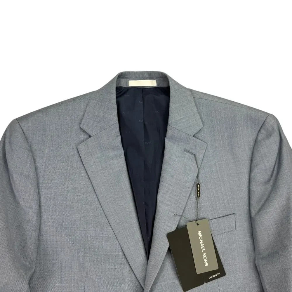 Michael Kors Mens Classic Fit Stretch Wool Blend Suit Jacket Light Blue 40S